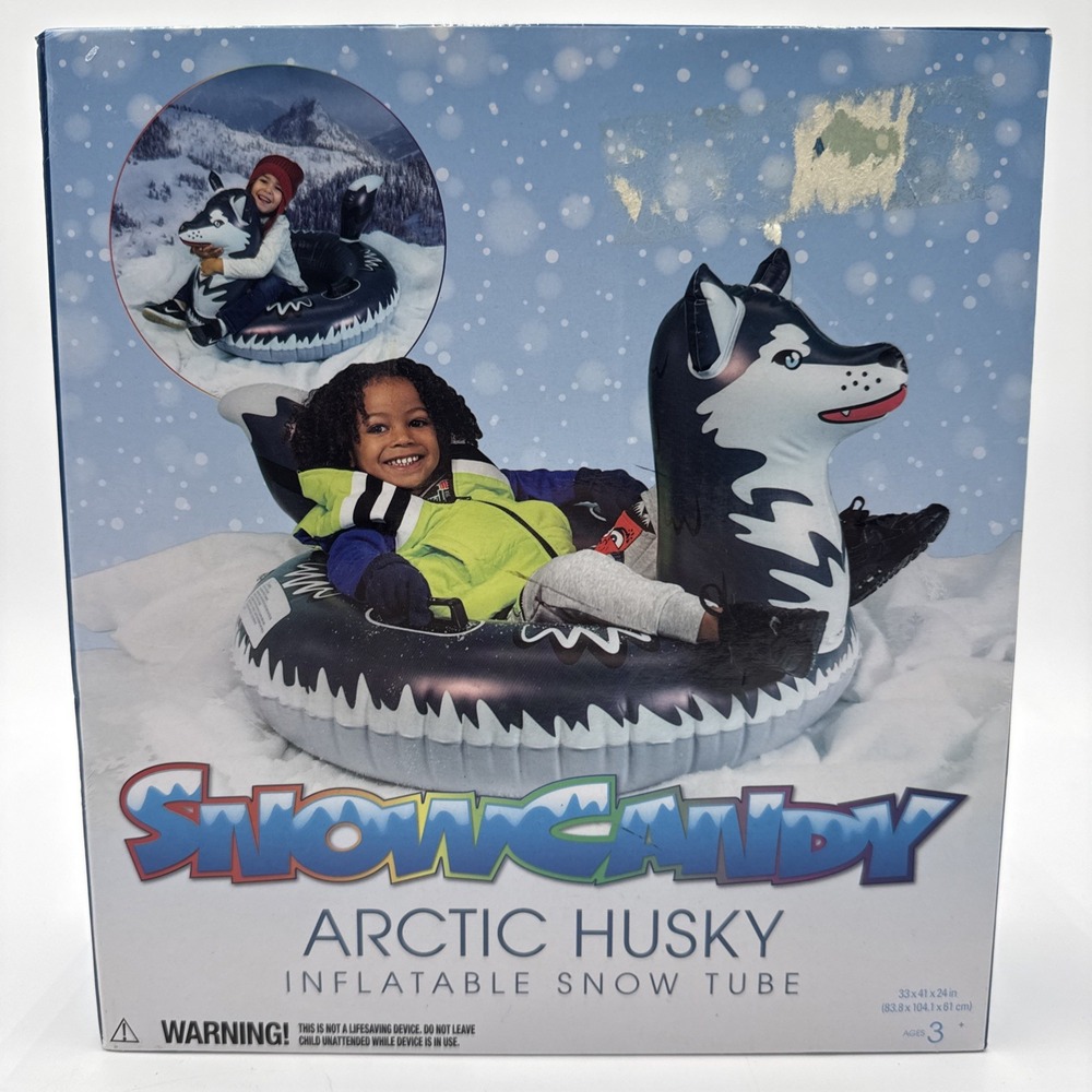 NEW! Snow Candy Artic Husky Dog Inflatable Snow Pool Tube Float PVC Puppy Pool